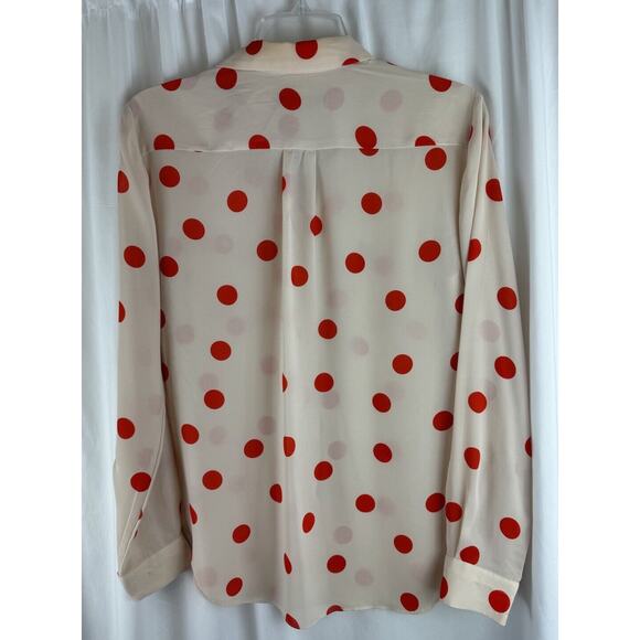 Ann Taylor LOFT Polka Dot Blouse, Nude & Orange, Sz: S, 55-43 - Picture 15 of 16